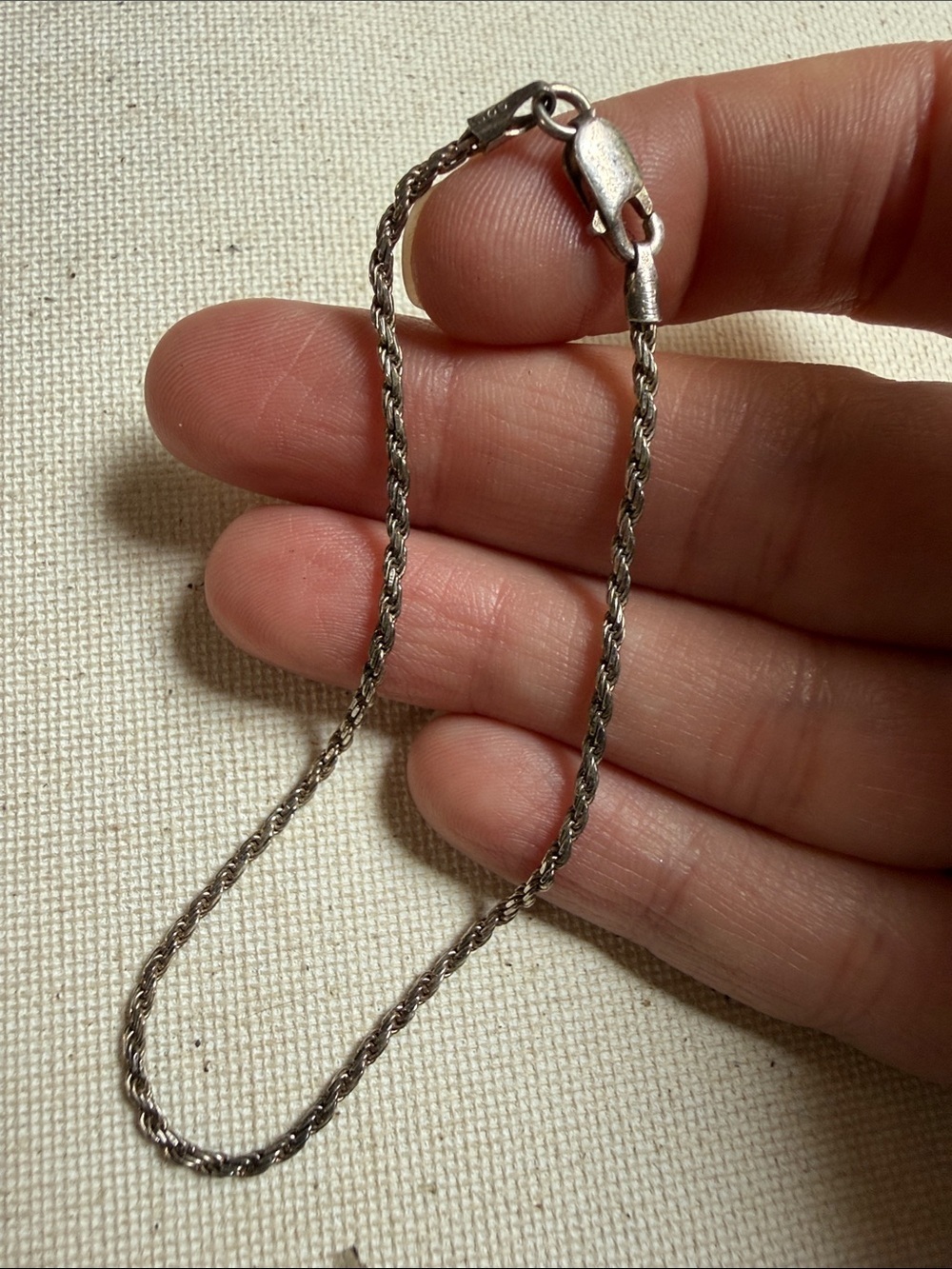 Classic Sterling Silver 925 7in Rope Chain Bracelet